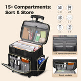Ytonet Rolling Teacher Bag with Insulated Lunch Carrier, 15.6" Rolling Laptop Bag Women with Detachable Dolly, Large Roller Briefcase for Women Roller Tote Bags for Teacher Work Office Nurse Craft