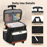 Ytonet Rolling Teacher Bag with Insulated Lunch Carrier, 15.6" Rolling Laptop Bag Women with Detachable Dolly, Large Roller Briefcase for Women Roller Tote Bags for Teacher Work Office Nurse Craft