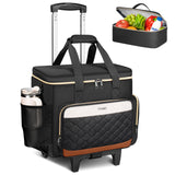 Ytonet Rolling Teacher Bag with Insulated Lunch Carrier, 15.6" Rolling Laptop Bag Women with Detachable Dolly, Large Roller Briefcase for Women Roller Tote Bags for Teacher Work Office Nurse Craft