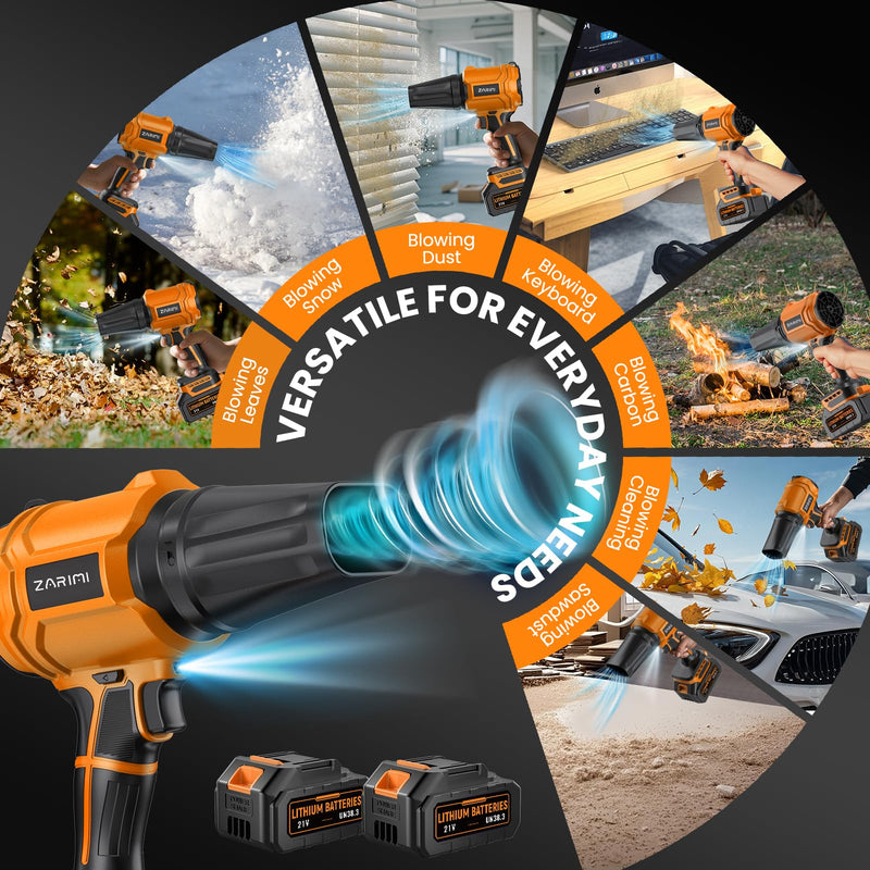 YUQUESEN Cordless Leaf Blower, 980,000 RPM Handheld Leaf Blower with 2 X 4.0Ah Batteries & Charger, Lightweight Leaf Blowers for Patio Cleaning, Lawn Care, Leaves, Dust - Orange