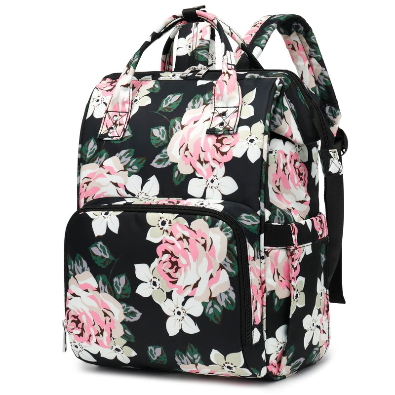 Yusudan Floral Laptop Backpack for Women Men, 15.6 inch College School Backpacks Bookbag for Work/School/Travel/Business (Flower)