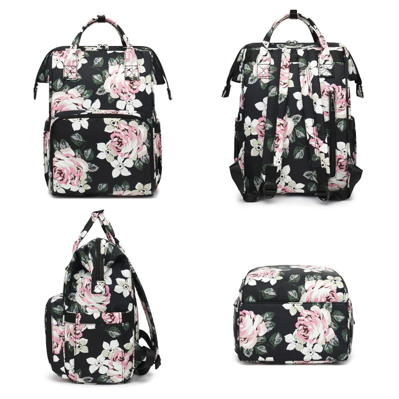 Yusudan Floral Laptop Backpack for Women Men, 15.6 inch College School Backpacks Bookbag for Work/School/Travel/Business (Flower)
