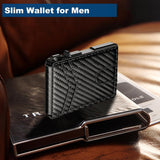 ZALVEX Wallet for Men, Mens Minimalist Wallet 9 - 13 Cards, Slim Compact Wallet with Money Clip & ID Window, RFID Blocking Smart Pop Up Card Wallet, Metal Aluminum Credit Card Holder Bifold Wallet