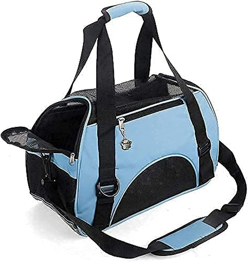 ZaneSun Cat Carrier,Soft - Sided Pet Travel Carrier for Cats,Dogs Puppy Comfort Portable Foldable Pet Bag Airline Approved (Small Blue)