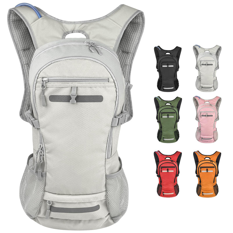 Zavothy 20L Hiking Backpack Daypack, Lightweight Hydration Pack with Free 3L Water Bladder, Rain Cover & Helmet Holder for Men & Women, Outdoor Climbing Cycling Backpack Gray
