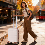 ZenStyle Hardside Expandable Luggage with Spinner Wheels, 21 Inch Carry On Luggage Airline Approved, Lightweight Travel Suitcase with Height Adjustable Handle (White)