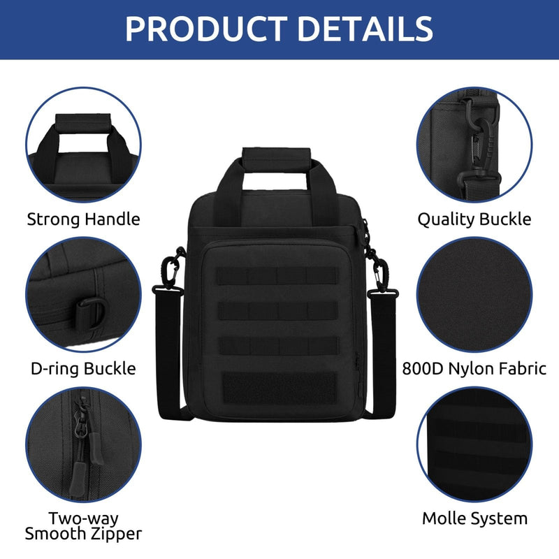 ZHIERNA Tactical Messenger Bag, Tactical Briefcase for Men Tactical Laptop Bag Heavy Duty MOLLE Shoulder Pack Handbag for Men(Black)