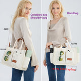 ZHMO Canvas Tote Bag for Women With Compartments and Zipper,White Women's Bags Crossbody Bags Work Laptop Tote Bag Large Satchels Handbag Tote Purse Everyday Shoulder Bag for Travel Nurse Teacher Gift