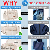 ZHMO Canvas Tote Bag for Women With Compartments and Zipper,White Women's Bags Crossbody Bags Work Laptop Tote Bag Large Satchels Handbag Tote Purse Everyday Shoulder Bag for Travel Nurse Teacher Gift