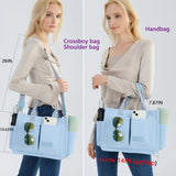 ZHMO Canvas Tote Bag for Women With Compartments and Zipper,Women's Bags Crossbody Bags Work Laptop Tote Bag Large Satchels Handbags Tote Purse Everyday Shoulder Bag for Travel Nurse Teacher Church