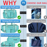 ZHMO Canvas Tote Bag for Women With Compartments and Zipper,Women's Bags Crossbody Bags Work Laptop Tote Bag Large Satchels Handbags Tote Purse Everyday Shoulder Bag for Travel Nurse Teacher Church