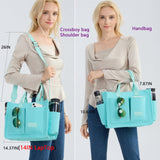 ZHMO Canvas Tote Bag for Women With Compartments and Zipper,Women's Bags Crossbody Bags Work Laptop Tote Bag Large Satchels Handbags Tote Purse Everyday Shoulder Bag for Travel Nurse Teacher Church