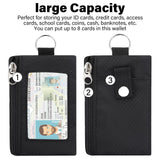 ZHOMA Minimalist RFID Wallet with Lanyard, Multi - Functional ID Case with 2 Zipper Pockets and Key Chain for Men and Women, Tactical Badge Pouch Cards Holder, Coin Purse for Travel Sports - Black