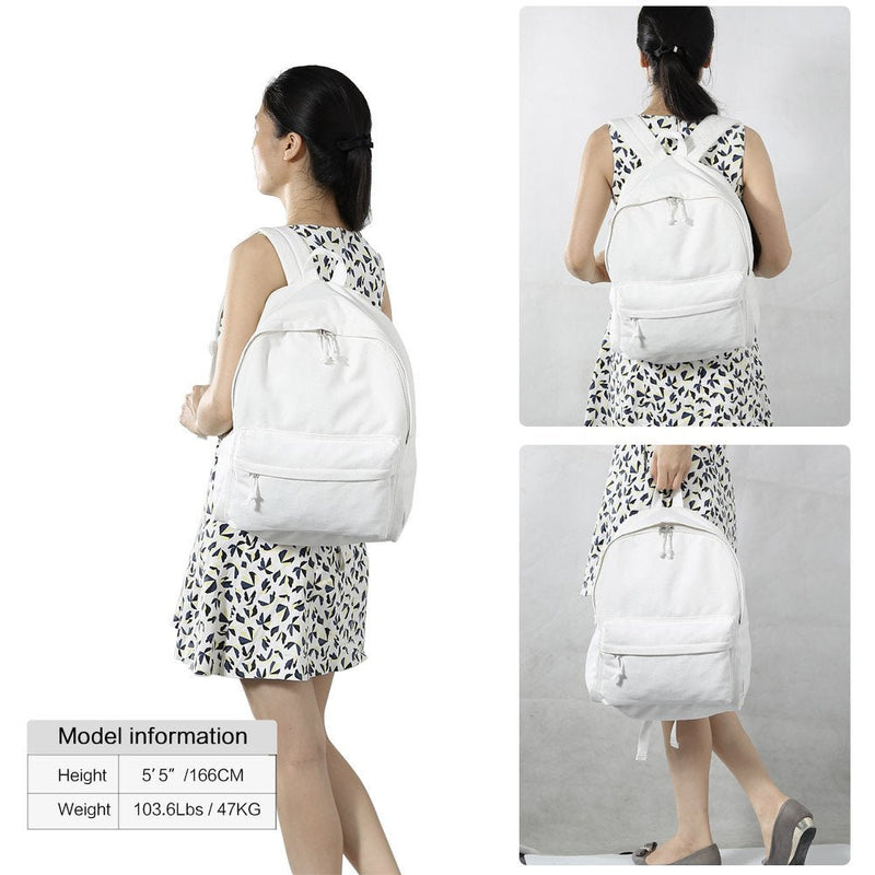 Zicac DIY Canvas Backpack, Classic Basic Daypack, Lightweight Casual Travel Daypack Satchel Backpack Unisex (White)