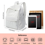 Zicac Diy Canvas Backpack Daypack Satchel Backpack (White, with Side Pocket)