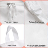 Zicac Diy Canvas Backpack Daypack Satchel Backpack (White, with Side Pocket)