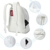Zicac Diy Canvas Backpack Daypack Satchel Backpack (White, with Side Pocket)