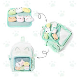 ZingZaak Kawaii Cat Ita Bag,Pin Purse,Pin Display Backpack(green-white,small)