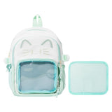 ZingZaak Kawaii Cat Ita Bag,Pin Purse,Pin Display Backpack(green-white,small)