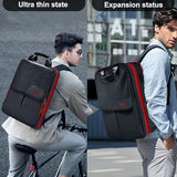 ZINZ Slim & Expandable Laptop Backpack 15.6 16 17 inch Travel Business Backpack Water-Resistant Daypack for Men and Women，Black red