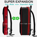 ZINZ Slim & Expandable Laptop Backpack 15.6 Inch, Computer Rucksack Water Resistant Bag, Anti - Theft Travel Daypack for Men and Women - Black&Red