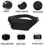 ZMD Small Hip Pack for Men & Women, Crossbody Belt Fanny Pack Sports Hiking Waist Bag Fits All Phones with 3 - Zipper Pockets, Hip Bum Bag for Casual Workout Outdoors Running Walking Traveling, Black