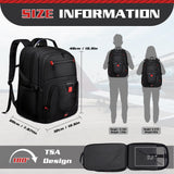 ZMMMA 50L Travel Backpack, 17 inch Quality Laptop Backpack for Men, Durability Extra Large Storage space Sturdy TSA Friendly with Port College School Rucksack Bag Gifts for Him Men Women, Black