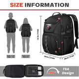 ZMMMA Extra Large Travel Laptop Backpack,18.4 inch XXXL Gaming Backpack, TSA Friendly College Daypack Big Capacity Heavy Duty Business Suitcase Daypack Bag Port for Men/Women - Black