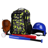 ZOEA Baseball Bat Bag Backpack, T - Ball & Softball Equipment & Gear for Youth, Large Capacity Holds 2 Bats, Helmet, Gloves, Cleats, Helmet Holder and Includes Fence Hook (Green)