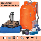 ZOMAKE Lightweight Packable Backpack 20L, Foldable Backpacks Small Daypack for Hiking Water Resistant Day Bag for Travel(Orange)