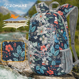 ZOMAKE Lightweight Packable Backpack,Foldable Backpacks Small Daypack for Hiking Water Resistant Day Bag for Travel(Navy blue,Floral pattern)
