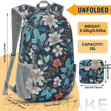 ZOMAKE Lightweight Packable Backpack,Foldable Backpacks Small Daypack for Hiking Water Resistant Day Bag for Travel(Navy blue,Floral pattern)