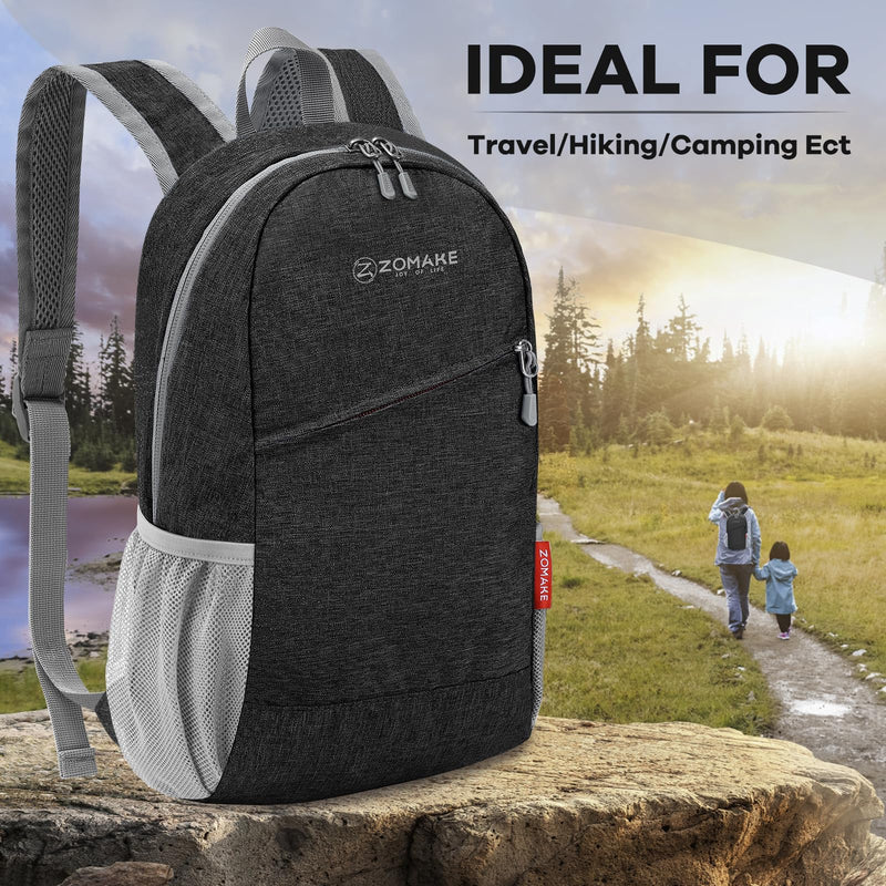 ZOMAKE Ultra Lightweight Packable Backpack 10L,Small Foldable Backpacks Hiking Water Resistant Collapsible Daypack for Women Men(Black - B1)