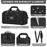 ZOMFELT Tactical Gym Bags for Men, 22x14x9 Carry On Luggage Duffle Bag for Travel, 3 - in - 1 Sports Basketball Soccer Bag with Removable Dividers & Shoe Compartment, Weekender Overnight Travel bag, Black