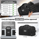 ZOMFELT Tactical Gym Bags for Men, 22x14x9 Carry On Luggage Duffle Bag for Travel, 3 - in - 1 Sports Basketball Soccer Bag with Removable Dividers & Shoe Compartment, Weekender Overnight Travel bag, Black