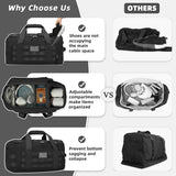 ZOMFELT Tactical Gym Bags for Men, 22x14x9 Carry On Luggage Duffle Bag for Travel, 3 - in - 1 Sports Basketball Soccer Bag with Removable Dividers & Shoe Compartment, Weekender Overnight Travel bag, Black