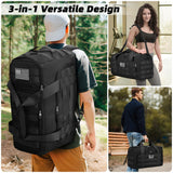ZOMFELT Tactical Gym Bags for Men, Travel Duffle Bag with Removable Dividers & Innovative Shoe Compartment, 3 - in - 1 Waterproof MOLLE Gym Duffel Backpack, Airplane Carry - On Approved, Black