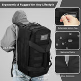 ZOMFELT Tactical Gym Bags for Men, Travel Duffle Bag with Removable Dividers & Innovative Shoe Compartment, 3 - in - 1 Waterproof MOLLE Gym Duffel Backpack, Airplane Carry - On Approved, Black