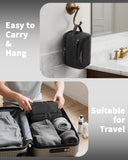 ZOMFELT Toiletry Bag for Men, Dual Layers Canvas Travel Toiletries Bag, Water - Resistant Travel Organizer with Elastic, Large Capacity Dopp Kit, Hanging Shaving Hygiene Bag, Black