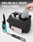 ZOMFELT Toiletry Bag for Men, Dual Layers Canvas Travel Toiletries Bag, Water - Resistant Travel Organizer with Elastic, Large Capacity Dopp Kit, Hanging Shaving Hygiene Bag, Black