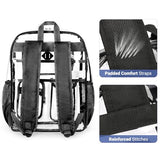 ZORFIN 17 Inch Clear Backpack, Large Transparent Bookbag with Reinforced Straps for School College Work