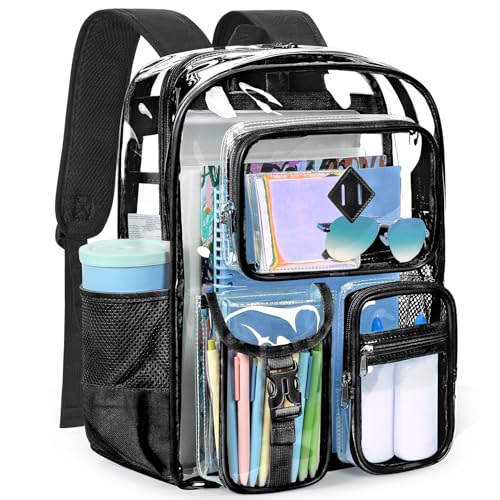 ZORFIN 17 Inch Clear Backpack, Large Transparent Bookbag with Reinforced Straps for School College Work | Backpacks4Less
