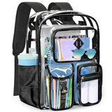 ZORFIN 17 Inch Clear Backpack, Large Transparent Bookbag with Reinforced Straps for School College Work