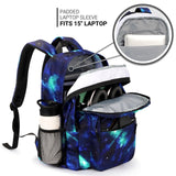 ZORFIN 26L Backpack for College, and Travel: Water Resistant Bookbag - Cyberspace Galaxy