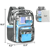 ZORFIN Large 31L Clear Backpack - Heavy - Duty Transparent Bag with Reinforced Straps for School and Work