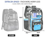 ZORFIN Large 31L Clear Backpack - Heavy - Duty Transparent Bag with Reinforced Straps for School and Work