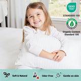ZPECC Toddler Pillow with Pillowcase - 13x18 Organic Cotton Hypoallergenic Kids Pillow, Baby Essentials for Travel Crib Daycare Stroller (Intended for Age 2 and up) White Stripe