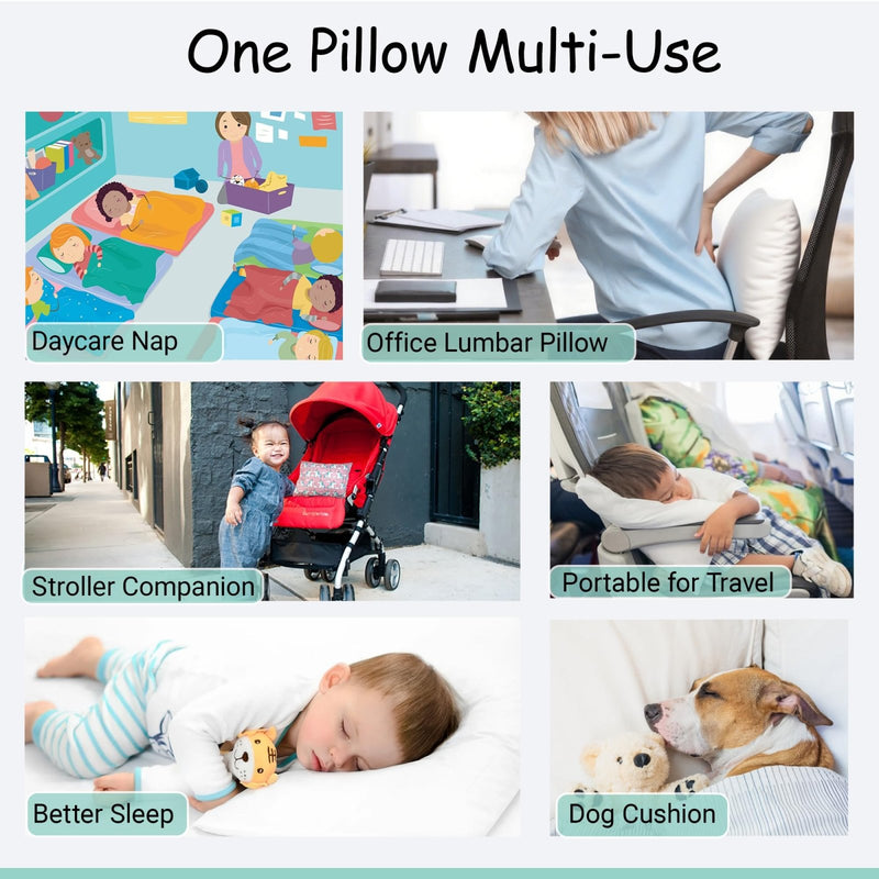 ZPECC Toddler Pillow with Pillowcase - 13x18 Organic Cotton Hypoallergenic Kids Pillow, Baby Essentials for Travel Crib Daycare Stroller (Intended for Age 2 and up) White Stripe