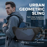 ZSKunity New Men's Hard Shell Chest Bag, Stylish Trendy Sports Waist Bag, Large Capacity Business Commute Single Shoulder Crossbody Bag (Black)