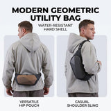 ZSKunity New Men's Hard Shell Chest Bag, Stylish Trendy Sports Waist Bag, Large Capacity Business Commute Single Shoulder Crossbody Bag (Grey)
